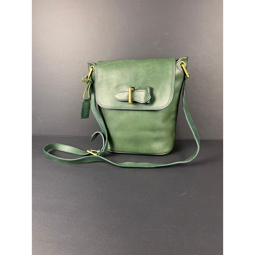 J.G. Hook Crossbody Bag Womens Small Green Leather Vintage Flap Buckle Aesthetic